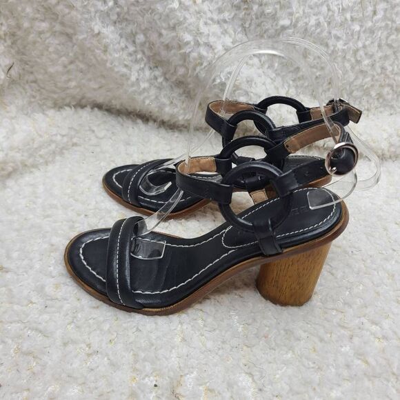 Bernardo Strappy Leather Wooden Heeled‎ Sandals sz 6 - Picture 5 of 8